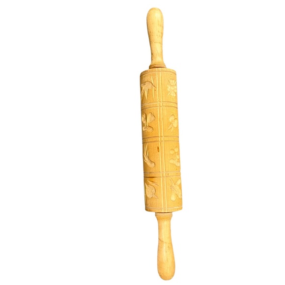 Wood Springerle Rolling Pin 16 Designs Vintage - Picture 8 of 8